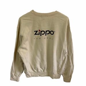 vintage zippo for real sweatshirt big logo jumper pullover medium size
