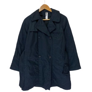 vintage margaret howell trench coat peacoat jacket double layer navy blue