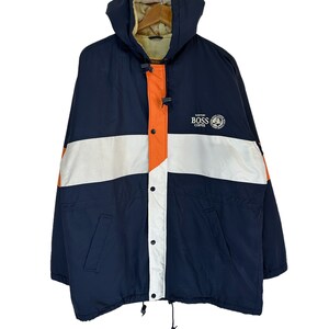vintage suntory coffee puffer jacket long jacket big logo multicolour jumper pullover full zip italian fashion rare jacket