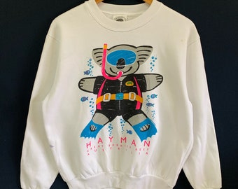 vintage 1991 artzone sweatshirt australien vintage sweatshirt tauchen bär pullover grosses logo 90s stil hawaii small size