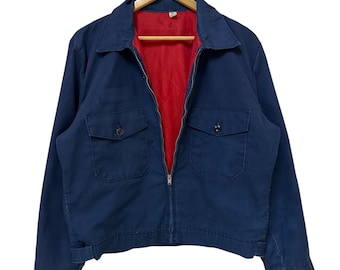 Chaqueta corta de trabajo Unitog azul marino vintage: Hecha en EE. UU., talla mediana.