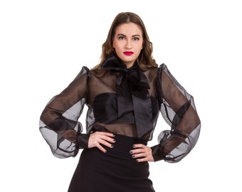 Sexy Black Blouse | Etsy