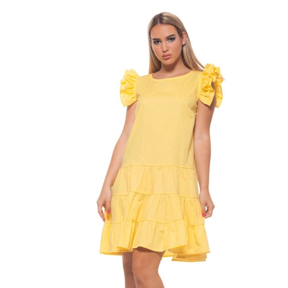 short yellow summer dress