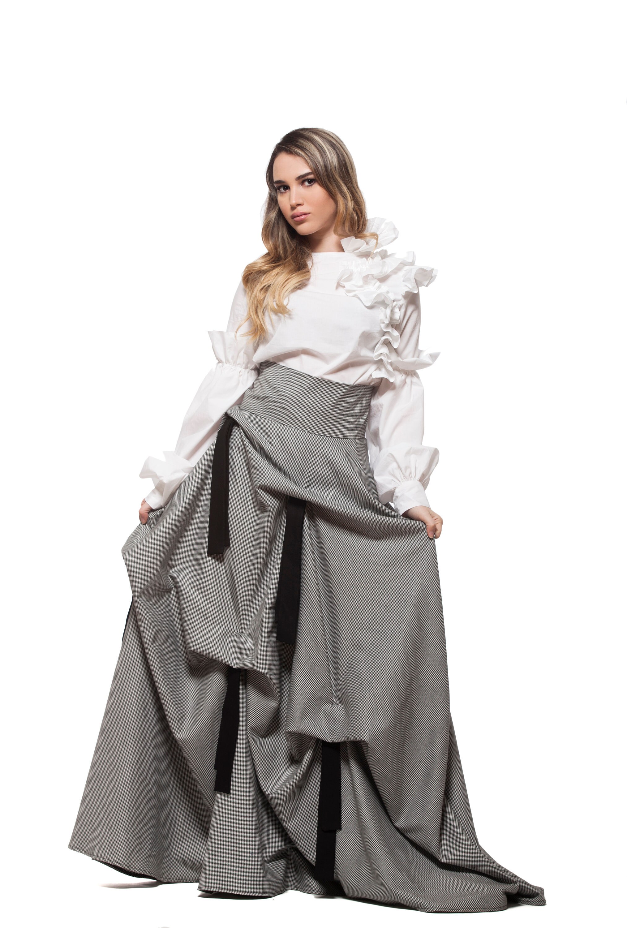 floor length high waisted skirt