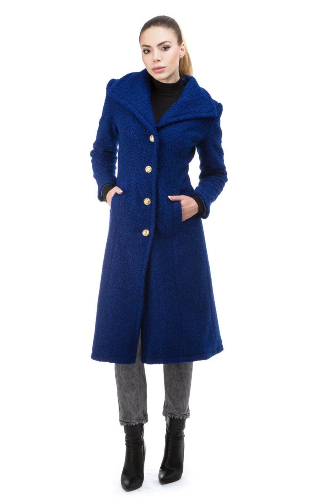 Military Winter Coat Long Woman Cashmere Coat Wool Winter Etsy
