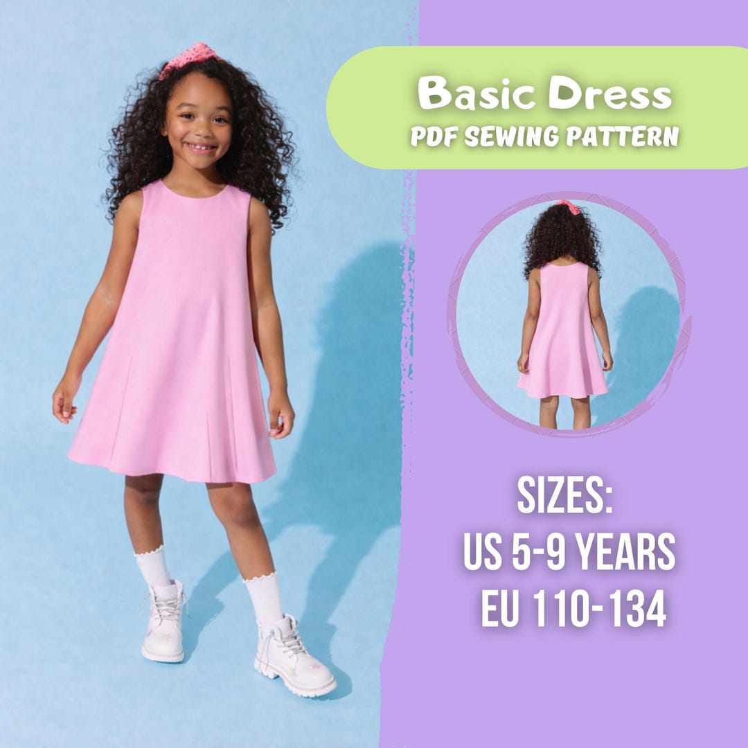 Basic Girl's Dress PDF Sewing Pattern | Simple and Easy | No Zipper ...