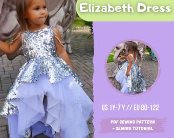 Festive Selebrations Dress Sewing Pattern PDF | Flowergirl dress for toddler - 1-7 years