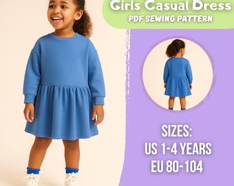 Girls' Knit Dress Sewing Pattern: Maxi or Knee-length (PDF Pattern) - Etsy