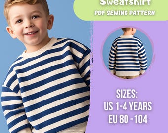 Patrón de costura en PDF para sudadera infantil / Edad 1-4 años / Suéter para bebé