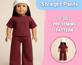 18 Inch Doll Straight Pants PDF Sewing Pattern | Clothing For AG Doll 45 cm