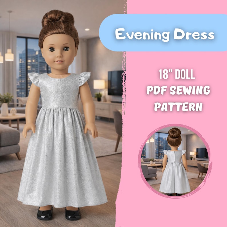 18 Inch Doll Dress PDF Sewing Pattern Ruffled Cap Sleeve Evening Gown 18-inch-doll-dress-pdf-sewing-pattern-ruffled-cap-sleeve-evening-gown