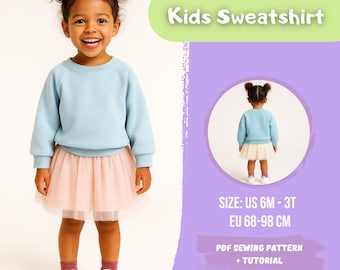 Mädchen Sweatshirt Schnittmuster: Anfänger-freundlich DIY (PDF-Schnittmuster)