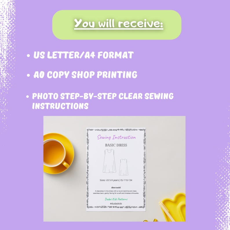 Basic Girl's Dress PDF Sewing Pattern | Simple and Easy | No Zipper ...