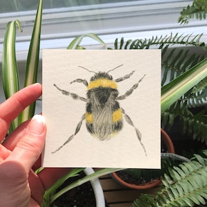 Bumblebee Watercolor, Giclée Print, 4x4, small print