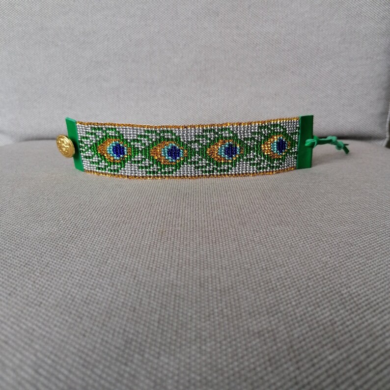 PEACOCK FEATHER BRACELET/Beaded Peacock Feather/Peacock Etsy