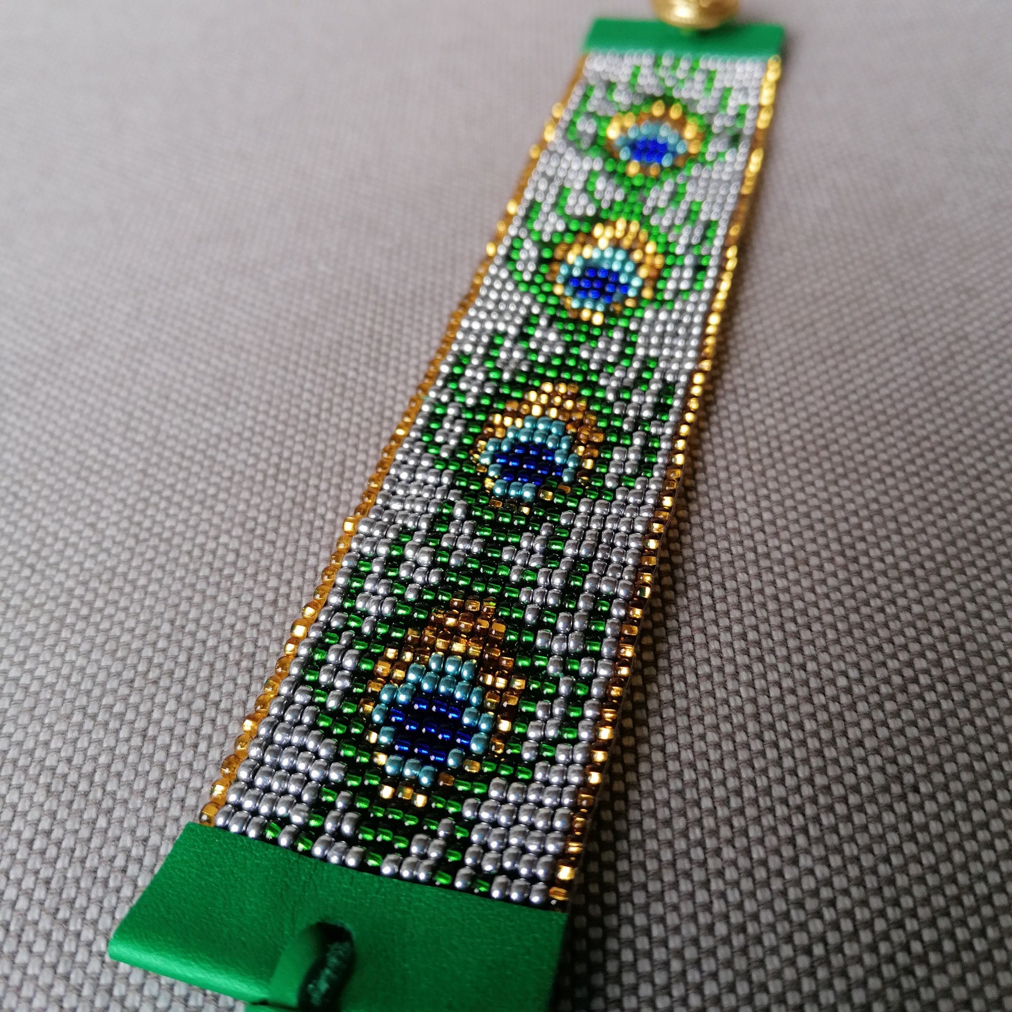 PEACOCK FEATHER BRACELET/Beaded Peacock Feather/Peacock Etsy