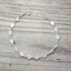 Moonstone and Swarovski Crystal AB Adjustable Anklet, Multiple Sizes Available