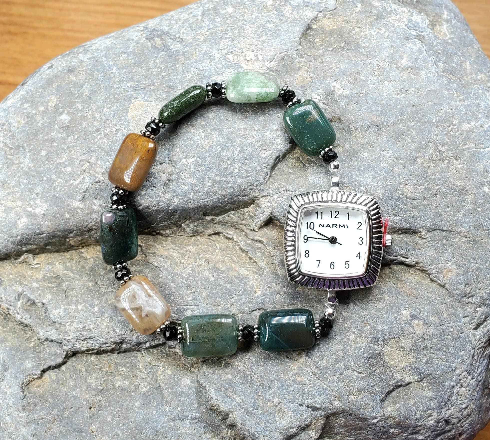 JABO GEM STONE TOGGLE WATCH Jade Stone Watch - Etsy main image 2