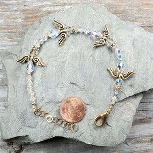 Swarovski crystal angel adjustable length bracelet, silver or gold findings bild 2