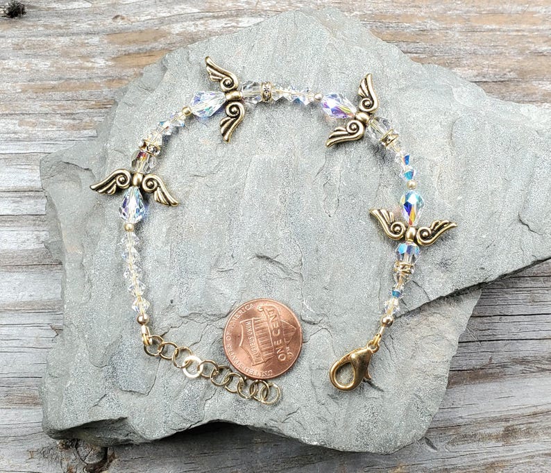 Swarovski crystal angel adjustable length bracelet, silver or gold findings bild 2