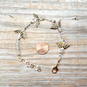 Swarovski crystal angel adjustable length bracelet, silver or gold findings bild 4
