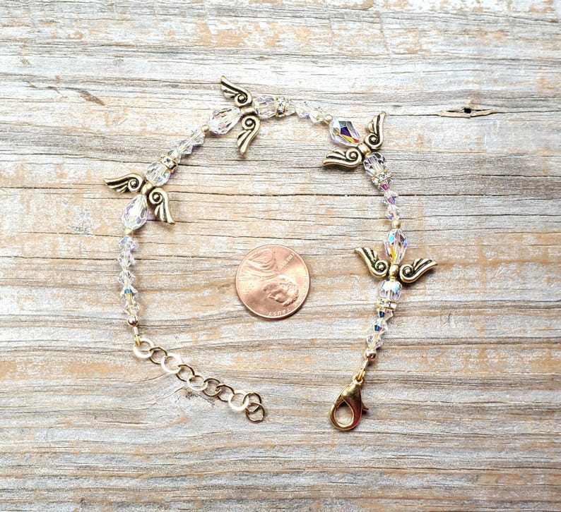 Swarovski crystal angel adjustable length bracelet, silver or gold findings bild 4