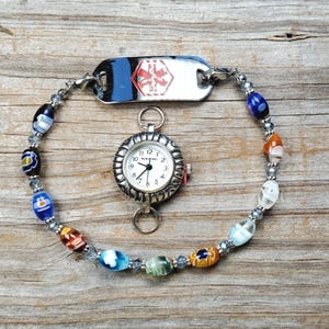 Pulsera de identificación médica intercambiable Millefiori Glass Petite, pulsera de reloj