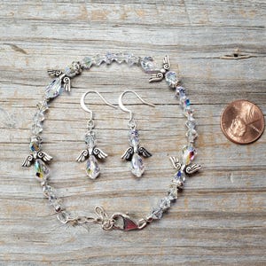 Swarovski crystal angel adjustable length bracelet, silver or gold findings bild 8