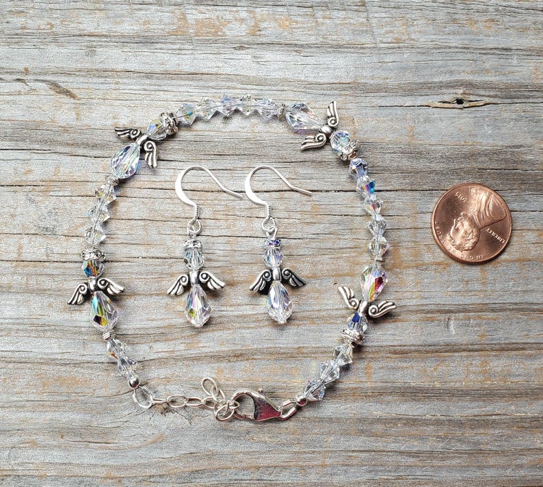 Swarovski crystal angel adjustable length bracelet, silver or gold findings bild 8