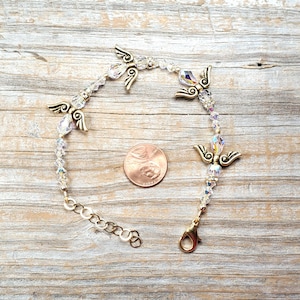 Swarovski crystal angel adjustable length bracelet, silver or gold findings bild 6