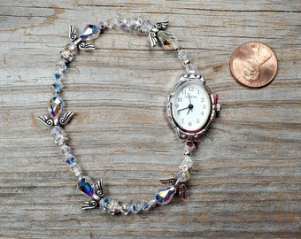 Swarovski Cyrstal Angel Watch, very durable stretchy band, multiple sizes available