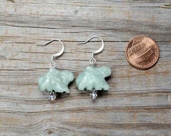 Aventurine Bunny Earrings, Hypoallergenic earwire options, With or Without Swarovski Crystal Accent beads