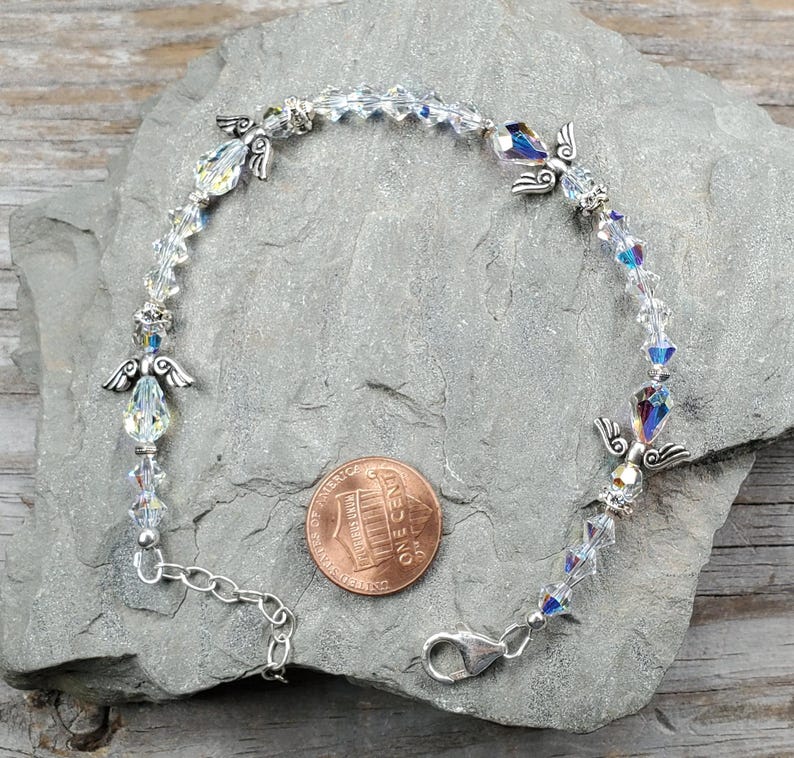 Swarovski crystal angel adjustable length bracelet, silver or gold findings bild 1
