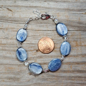 Bracelet de taille réglable avec pierres précieuses bleues, fermoir en argent sterling, tailles personnalisées disponibles