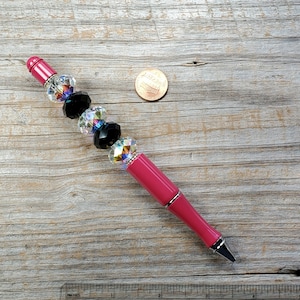 Pink Swarovski Crystal Refillable Pen, Blue or Black Ink Available