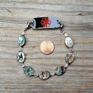 Abalone Medium Oval Interchangeable Medical ID Bracelet, Watch Bracelet, multiple sizes available