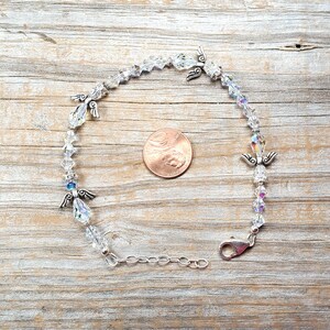 Swarovski crystal angel adjustable length bracelet, silver or gold findings bild 5