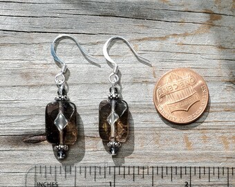 Smoky Quartz Gemstone Earrings, Gold or Silver Findings Available, Hypoallergenic earwire opitons