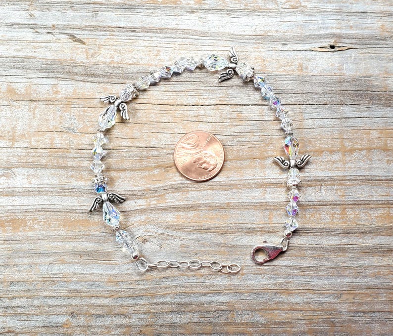 Swarovski crystal angel adjustable length bracelet, silver or gold findings bild 7