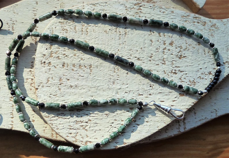 Moss Agate Gemstone ID Lanyard and Badge Holder