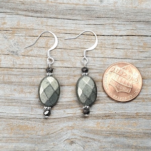 Faceted Pyrite Gemstone Earrings, Hypoallergenic Earwire Options