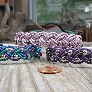 Multi Colored Braided Leather Bracelet with Magnetic Clasp, Sizes from 6 to 10 inches