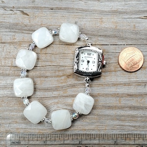 Moonstone Beaded Watch, Watch Bracelet, Multiple sizes available