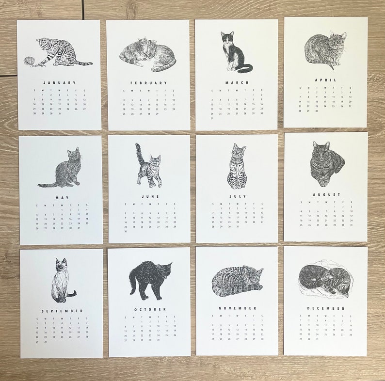 2024 Calendar cats Theme - Etsy