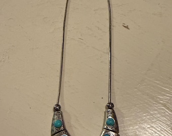 Silver turquoise reversible necklace