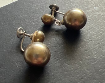 Silver ball screw back earrings