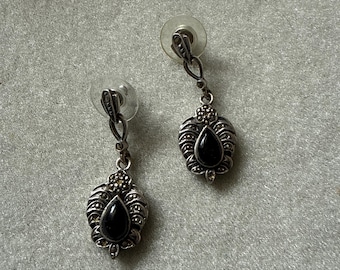 Sterling silver black onyx earrings