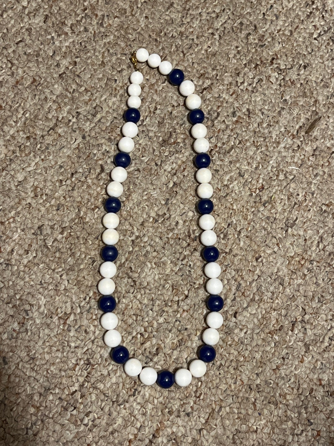 Blue and White Ball Necklace Etsy