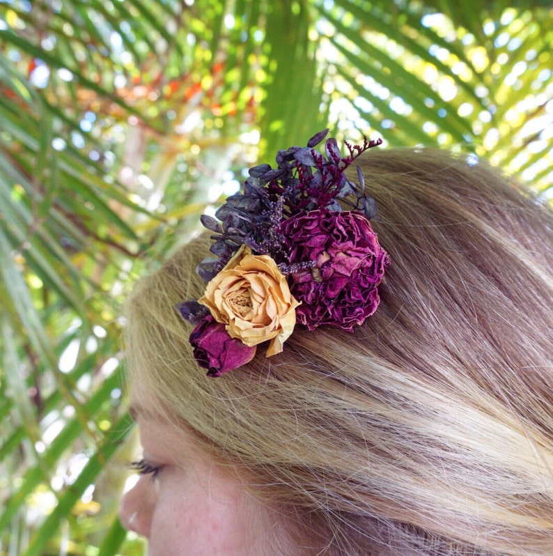 Mini Comb Dried Flower Mini Comb Miniature Comb Wedding Flower Comb Wedding Mini Comb Amethyst Comb