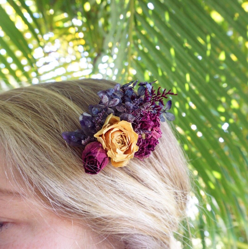 Mini Comb Dried Flower Mini Comb Miniature Comb Wedding Flower Comb Wedding Mini Comb Amethyst Comb